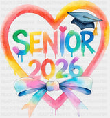 Senior 2026 Colorful Heart - Graduation DTF Transfer