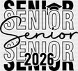 Senior 2026 Cursive B&W - Graduation DTF Transfer Adult Unisex - S & M (10’’) / Dark Color Design (See Imaging)