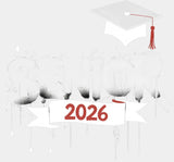 Senior 2026 Drippy Design B&W - Graduation DTF Transfer Adult Unisex - S & M (10’’) / Light Color Design (See Imaging)