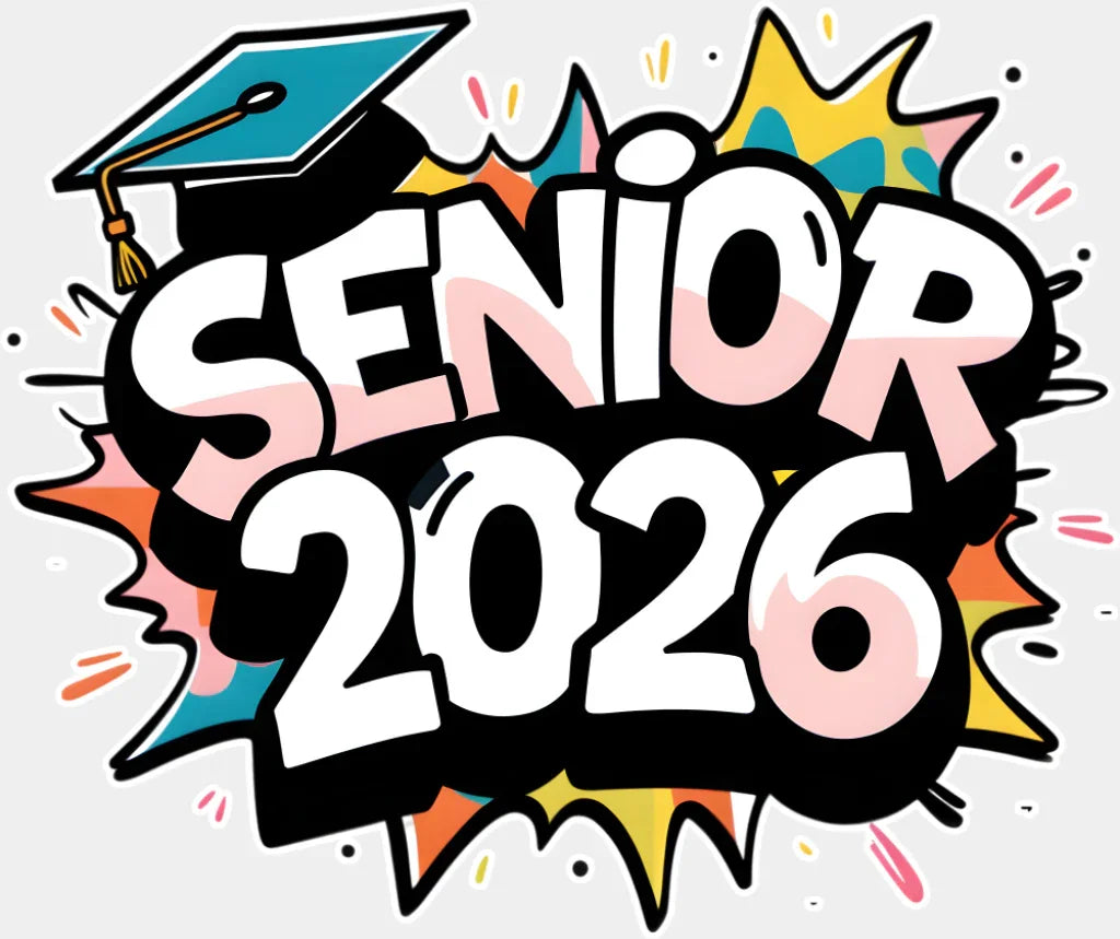 Senior 2026 Graffiti Design - Graduation DTF Transfer Adult Unisex - S & M (10’’) / Light Color Design (See Imaging)