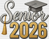 Senior 2026 Gray & Gold - Graduation DTF Transfer