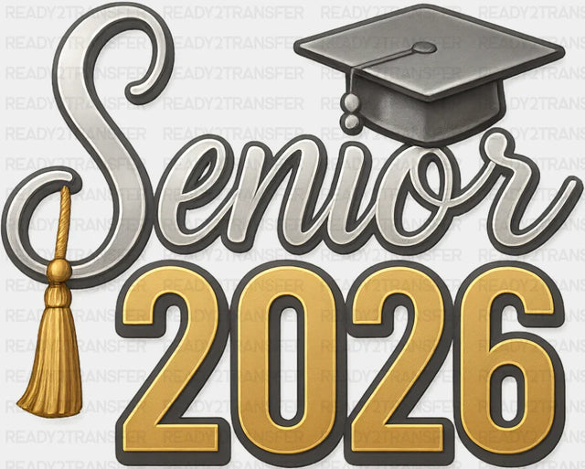 Senior 2026 Gray & Gold - Graduation DTF Transfer