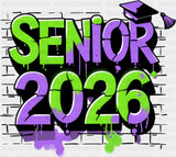 Senior 2026 Green And Purple - Graduation DTF Transfer Adult Unisex - S & M (10’’) / Dark Color Design (See Imaging)