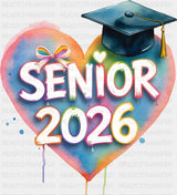 Senior 2026 Pastel Heart - Graduation DTF Transfer