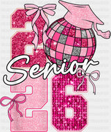Senior 2026 Pink Disco Ball - Graduation DTF Transfer