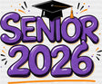 Senior 2026 Purple & Orange - Graduation DTF Transfer Adult Unisex - S & M (10’’) / Dark Color Design (See Imaging)