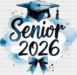 Senior 2026 White & Blue Cloud - Graduation DTF Transfer