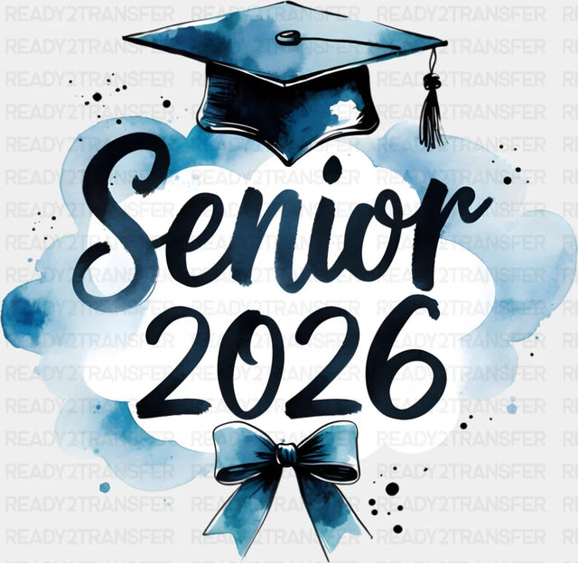 Senior 2026 White & Blue Cloud - Graduation DTF Transfer