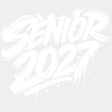 Senior 2027 B&W Graffiti - Senior DTF Transfers - Adult Unisex - S & M (10’’) / Light Color Design (See Imaging)