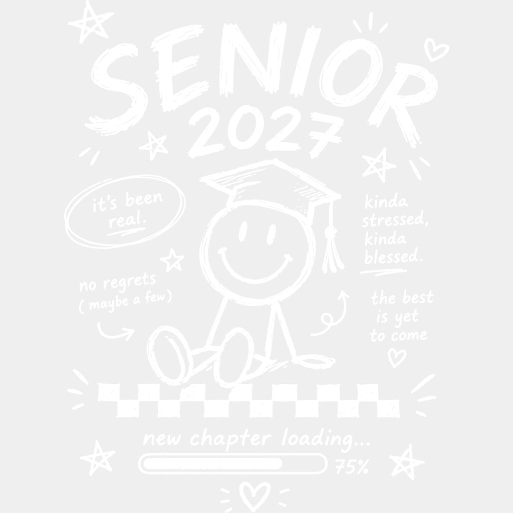 Senior 2027 New Chapter Loading - Senior DTF Transfers - Adult Unisex - S & M (10’’) / Light Color Design (See Imaging)