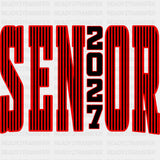 Senior 2027 Red Stripes - Senior DTF Transfers - Adult Unisex - S & M (10’’) / Dark Color Design (See Imaging)