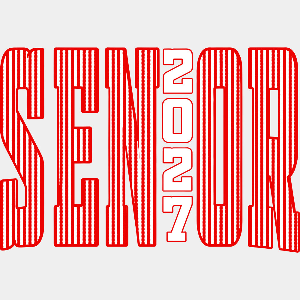 Senior 2027 Red Stripes - Senior DTF Transfers - Adult Unisex - S & M (10’’) / Light Color Design (See Imaging)