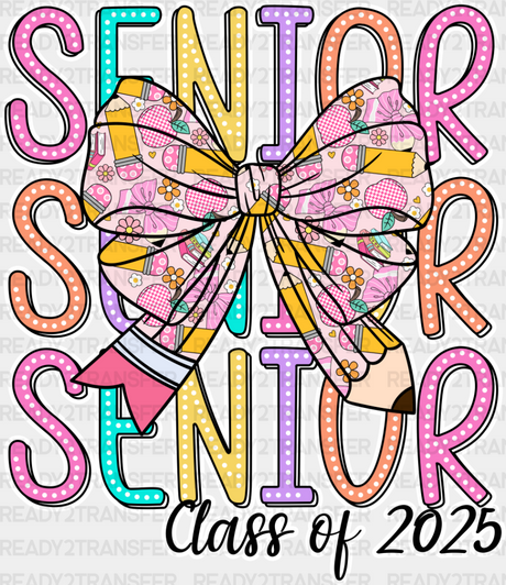 Senior Class Of 2025 Ribbon Design - Graduation Iron On Dtf Transfer Adult Unisex S & M (10’’)