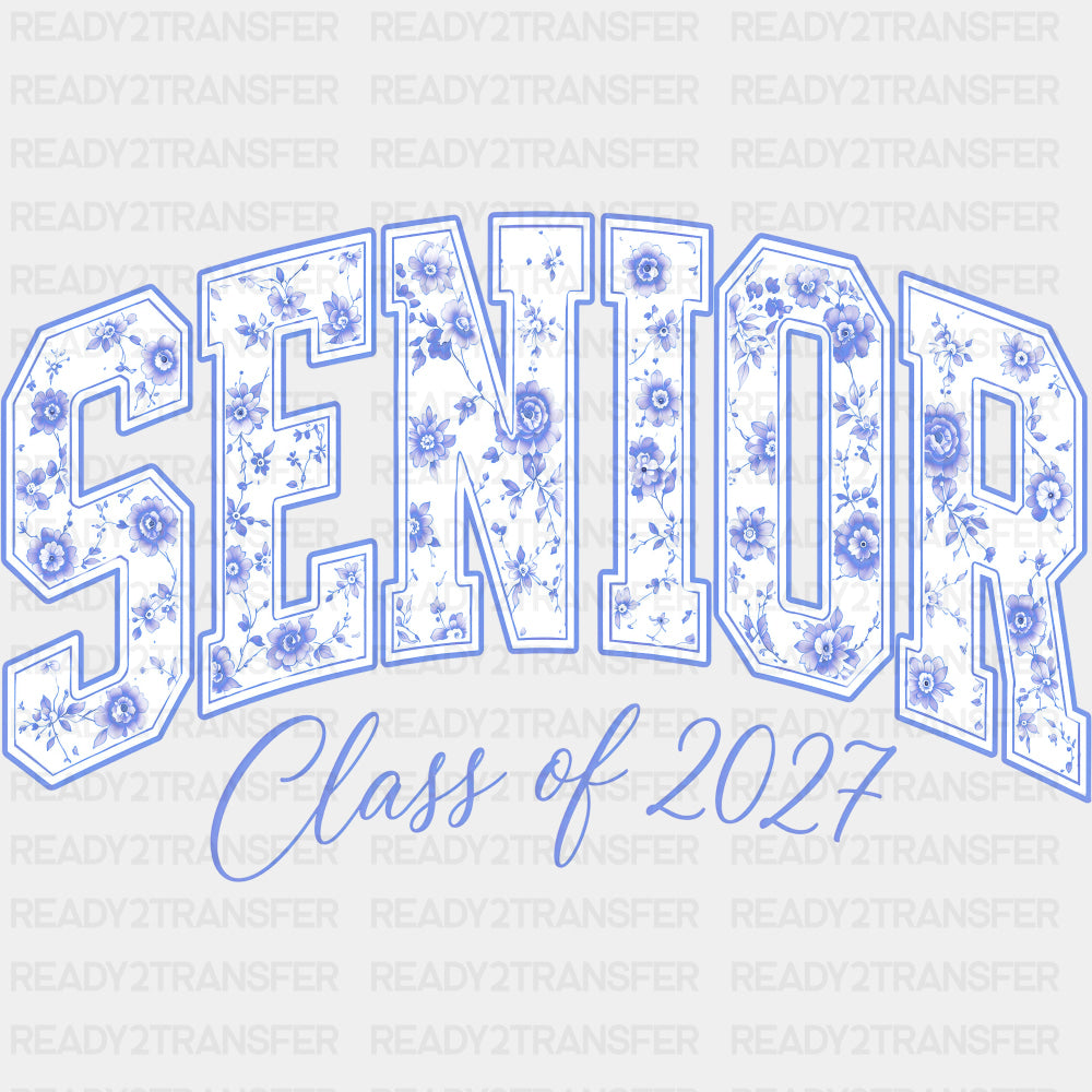 Senior Class Of 2027 Blue & Pink - Senior DTF Transfers - Adult Unisex - S & M (10’’) / Blue Color Design (See Imaging)