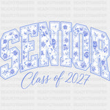Senior Class Of 2027 Blue & Pink - Senior DTF Transfers - Adult Unisex - S & M (10’’) / Blue Color Design (See Imaging)