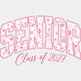 Senior Class Of 2027 Blue & Pink - Senior DTF Transfers - Adult Unisex - S & M (10’’) / Pink Color Design (See Imaging)