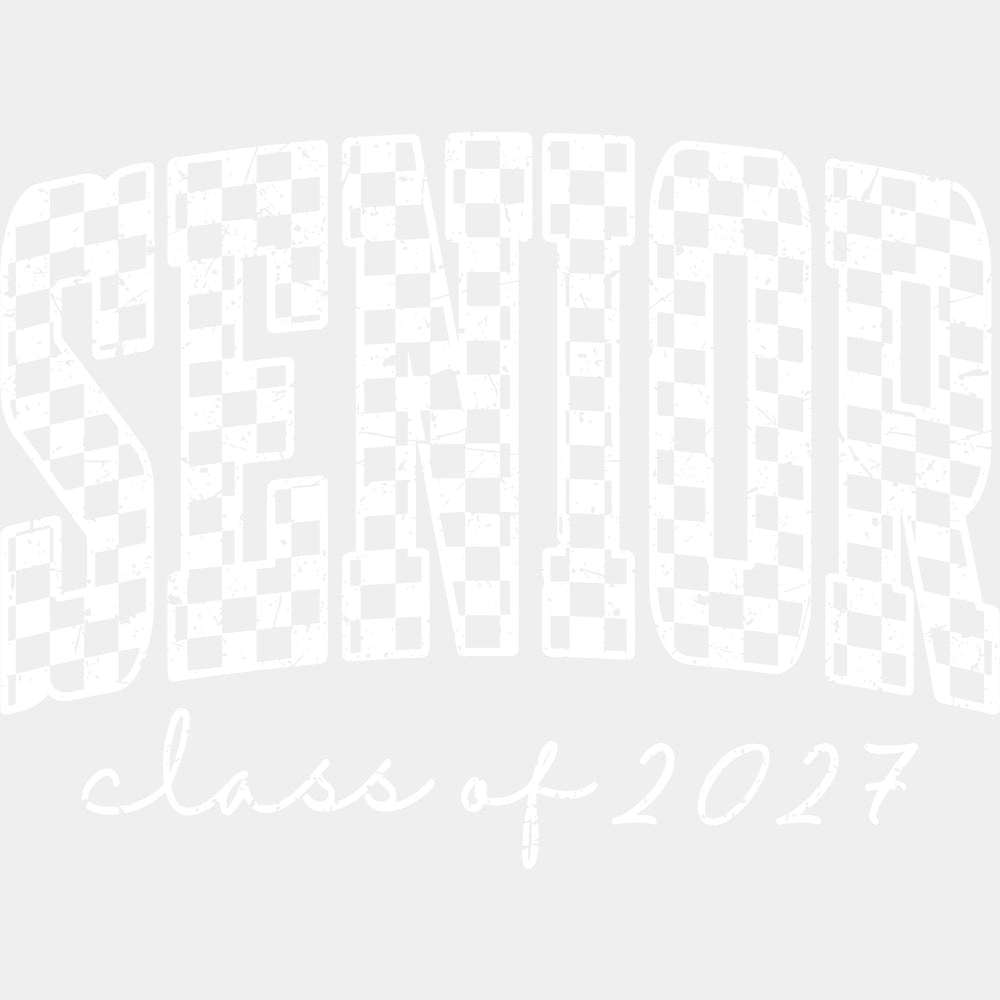 Senior Class Of 2027 Checker Pattern - Senior DTF Transfers - Adult Unisex - S & M (10’’) / Light Color Design (See