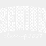 Senior Class Of 2027 Checker Pattern - Senior DTF Transfers - Adult Unisex - S & M (10’’) / Light Color Design (See