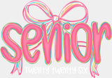 Senior Twenty Twenty Six Pink Ribbon - Graduation DTF Transfer Adult Unisex - S & M (10’’) / Light Color Design (See