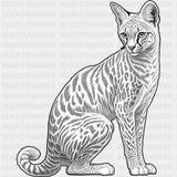 Serval Cat B&W - Animals DTF Transfers - Adult Unisex - S & M (10’’) / Dark Color Design (See Imaging)