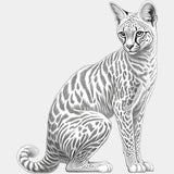 Serval Cat B&W - Animals DTF Transfers - Adult Unisex - S & M (10’’) / Light Color Design (See Imaging)