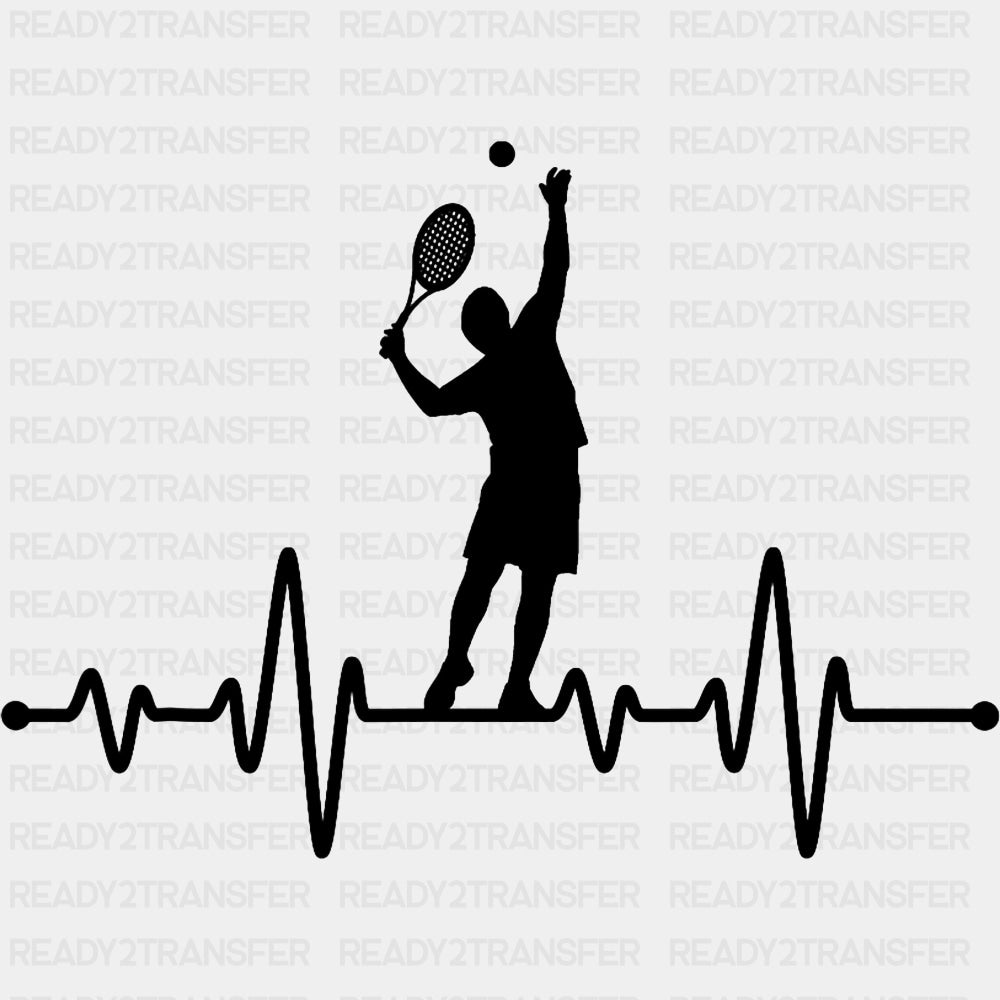 Serving, EKG Line - Tennis DTF Transfers ready2transfer Dark Color Design (See Imaging)