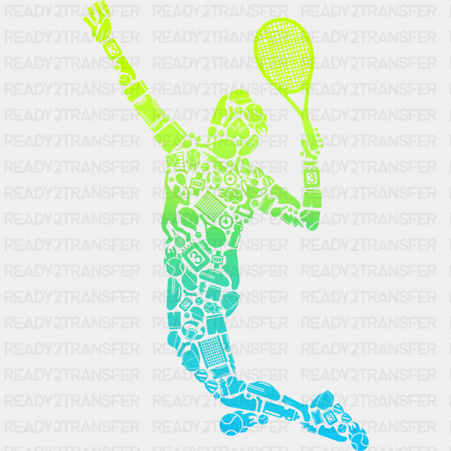 Serving, Gradient Design - Tennis DTF Transfers ready2transfer