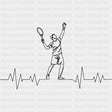 Serving Player, ECG Line B&W - Tennis DTF Transfers ready2transfer Dark Color Design (See Imaging)
