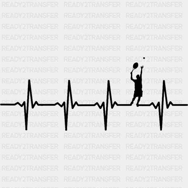 Serving Player, ECG Line - Tennis DTF Transfers ready2transfer Dark Color Design (See Imaging)