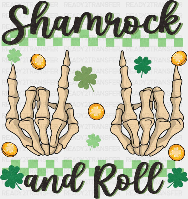 Shamrock And Roll Skeleton Design - St. Patrick's Day DTF Transfer