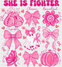She Is Fighter Cute Ghost Breast Cancer Awareness DTF Transfer