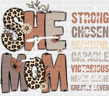 She Is Mom Cheetah Print - Mother’s Day DTF Transfer Adult Unisex - S & M (10’’) / Dark Color Design (See Imaging)