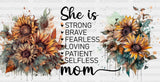 She Is Mom Sunflower Design - Cup Wrap Uv Sticker Permanent Dtf Decal