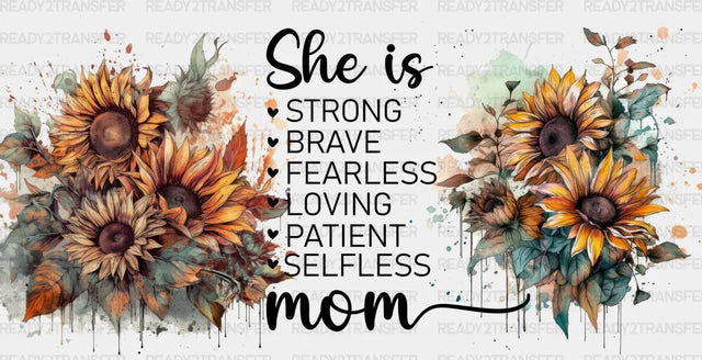 She Is Mom Sunflower Design - Cup Wrap Uv Sticker Permanent Dtf Decal