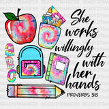 She Works Willingly With Her Hands Dtf Transfer