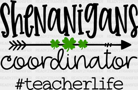 Shenanigans Coordinator St. Patrick’s Day Dtf Heat Transfer Saint Patricks Design St Paddys