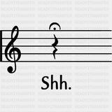 Shh. - Music DTF Transfers ready2transfer Dark Color Design (See Imaging)