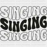 Singing, Wavy B&W Design - Singing DTF Transfers ready2transfer Dark Color Design (See Imaging)