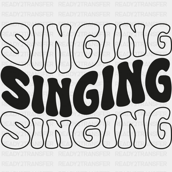 Singing, Wavy B&W Design - Singing DTF Transfers