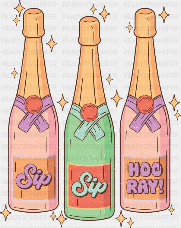 Sip Sip Hoo Ray! Champagne Design - New Year DTF heat transfer