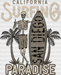 Skeleton California Surfing Paradise - Dtf Heat Transfer