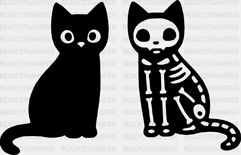 Skeleton Cat Dtf Transfer