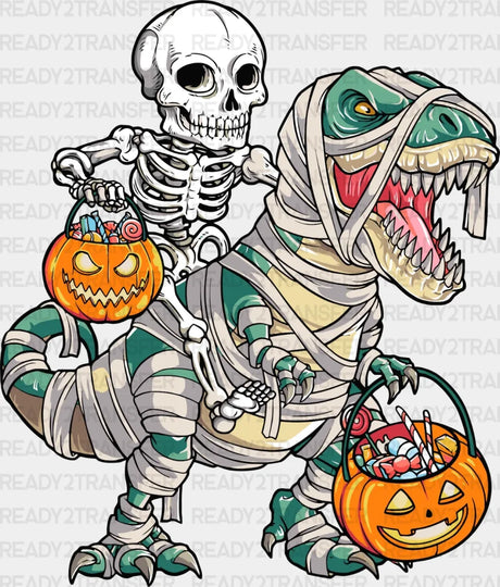 Skeleton Halloween Dinosaur Dtf Transfer