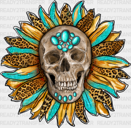 Skeleton Leopard Print Flower Design - Iron On Dtf Transfer