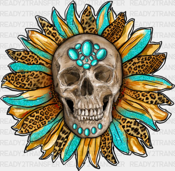 Skeleton Leopard Print Flower Design - Skeleton Iron On DTF Transfer