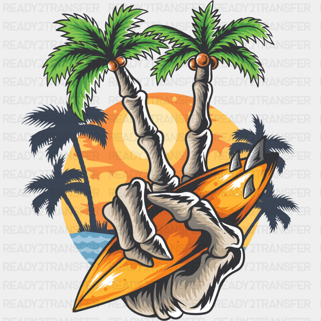 Skeleton Peace Sign - Surfing DTF Transfers ready2transfer Dark Color Design (See Imaging)