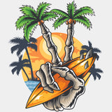 Skeleton Peace Sign - Surfing DTF Transfers ready2transfer Light Color Design (See Imaging)