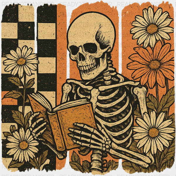 Skeleton Reading A Book - Halloween DTF Transfer