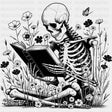 Skeleton Reading - Reading DTF Transfers - Adult Unisex - S & M (10’’) / Dark Color Design (See Imaging)