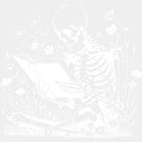 Skeleton Reading - Reading DTF Transfers - Adult Unisex - S & M (10’’) / Light Color Design (See Imaging)